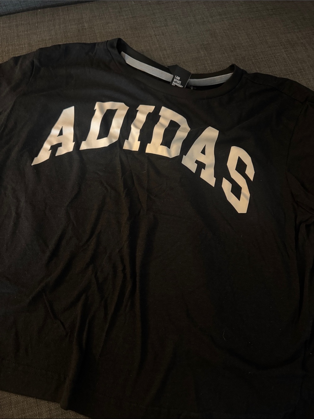adidas Black Short Sleeve Tee with White Arch Logo